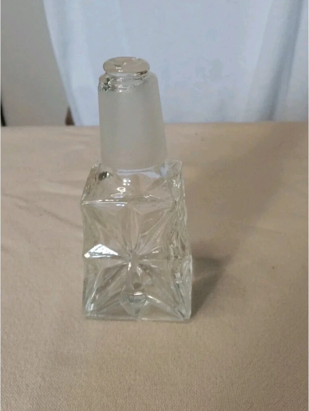 Vintage Square Crystal Decanter Replacement Stopper - Pinwheel Star Cut, Frosted